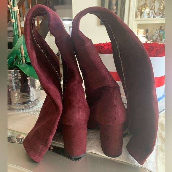 OVER-THE-KNEE BURGUNDY SUEDE SOCK BOOTS SZ 10.5 by LAURENCE DACADE 🔥🔥🔥🔥 - Picture 12 of 17